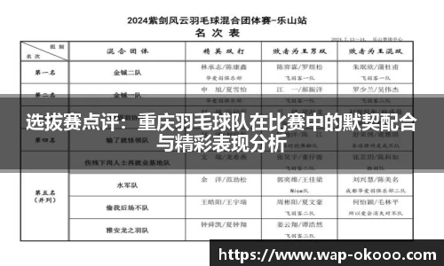 选拔赛点评：重庆羽毛球队在比赛中的默契配合与精彩表现分析